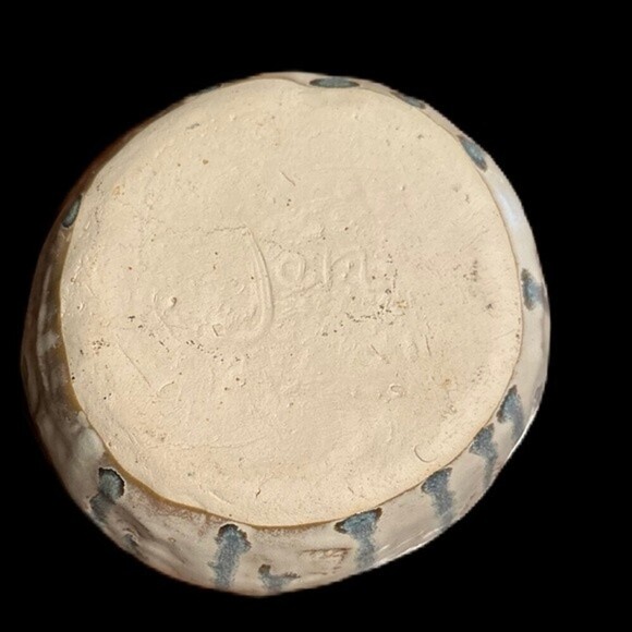 Vintage Pottery Drip Glazed‎ With A Leaf Pattern Design & Artist Signed - Picture 8 of 11